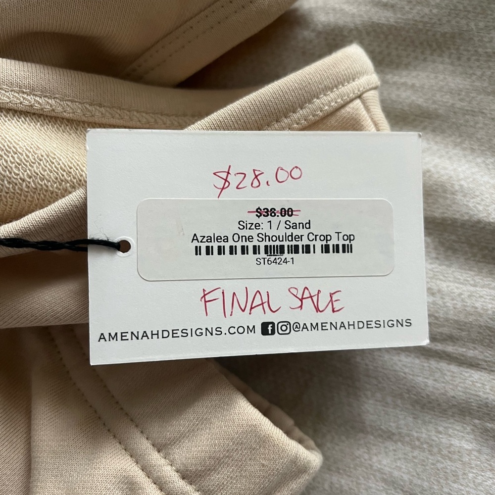 Cream One Shoulder Crop Top - Picture 5 of 5
